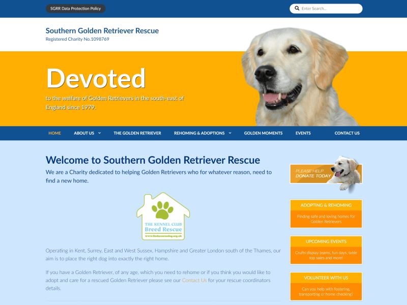 Southern Golden Retriever Rescue - Devoted to the welfare of Golden Retrievers.