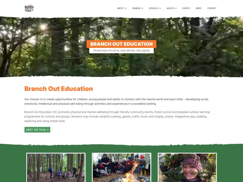 Branch Out Education - Developing social, emotional, intellectual and physical well-being through activities and experiences in a woodland setting.