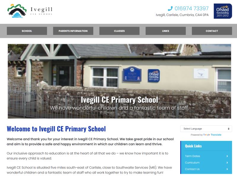 Ivegill CE Primary School - A primary school located in Cumbria, five miles south east of Carlisle.