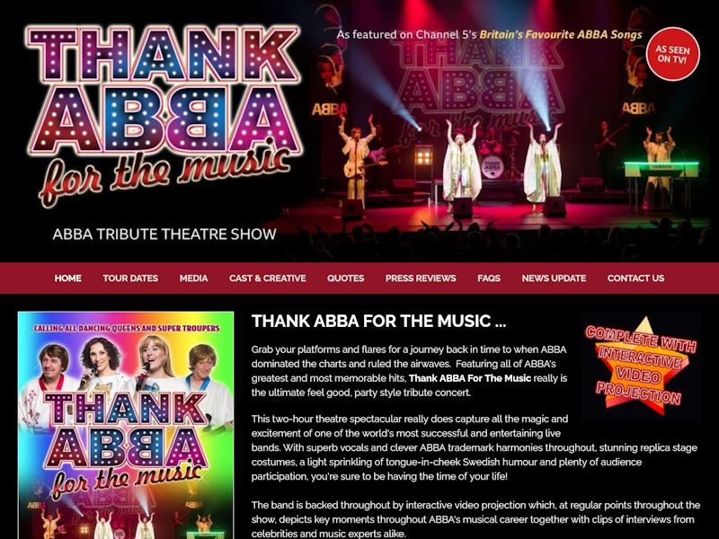 Thank ABBA for the Music - A two-hour theatre spectacular show featuring the hits of ABBA